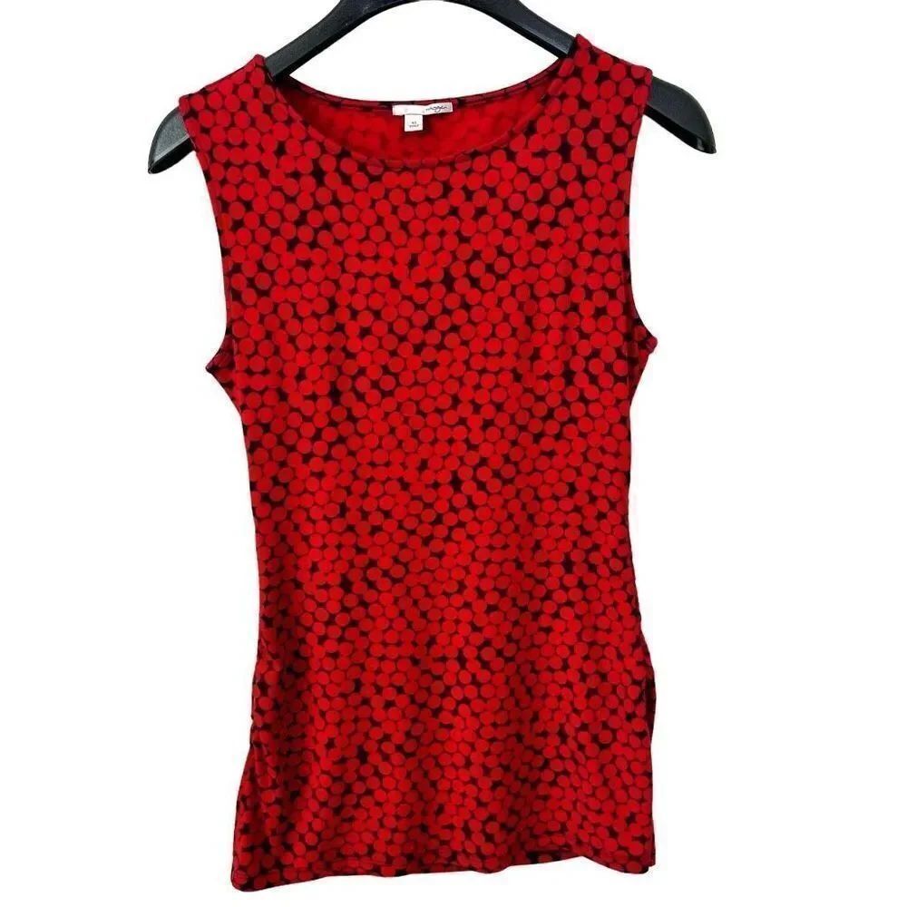 Halogen red and black polka dot tank